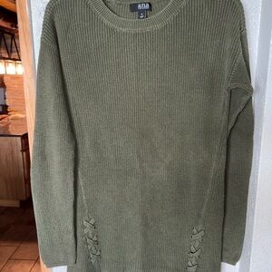 a.n.a Khaki Knit Sweater with Lace-Up Sides